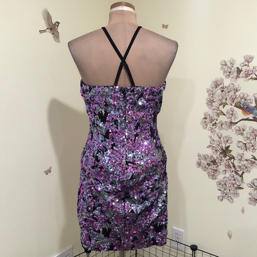 NWOT Dress The Population Amiya Dress Size Medium Purple Sequins - Picture 6 of 11
